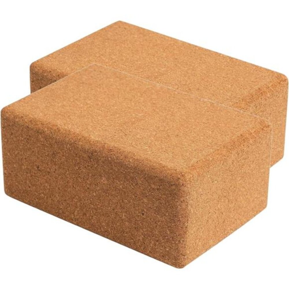 Cork Yoga Blocks 2 Pack Set -Natural Cork from Portugal, 9"x6"x4" Yoga Blocks